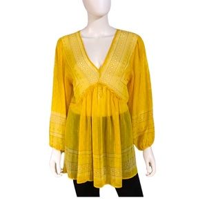 Rose + Olive Yellow blouse Size M